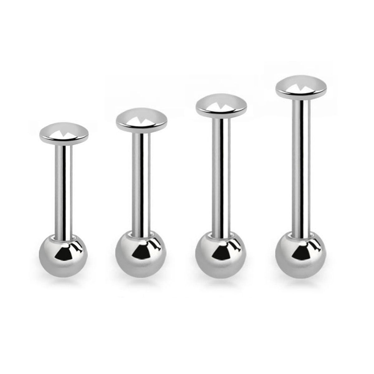 Titanium Straight Barbell 14G 12mm to 18mm with Flat Disc Dome Top
