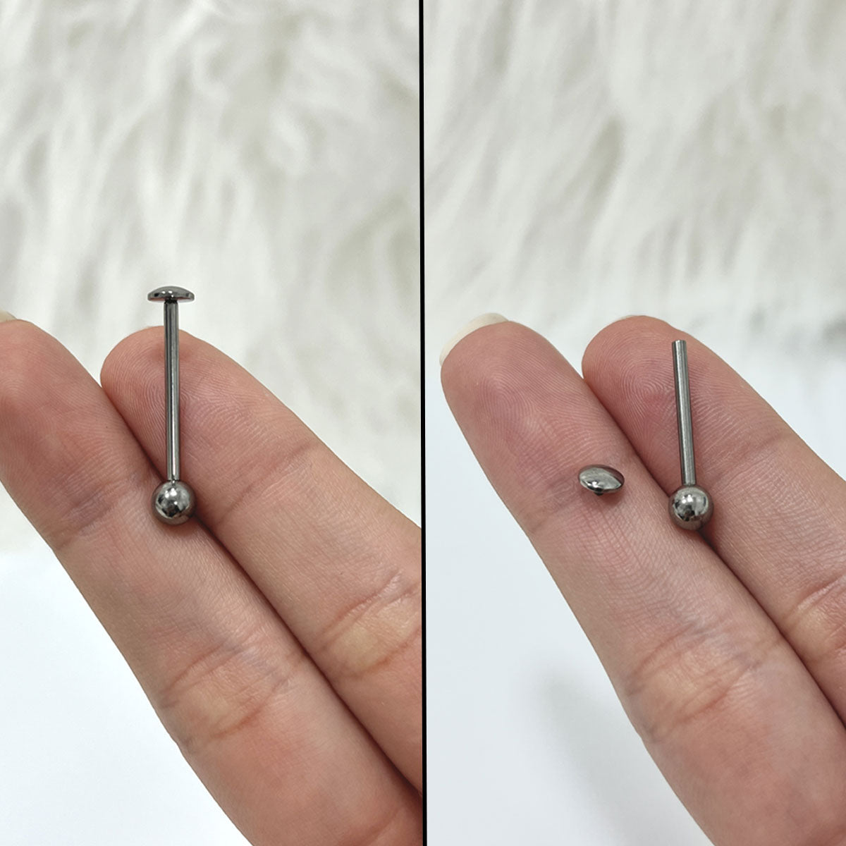 Titanium Straight Barbell 14G 12mm to 18mm with Flat Disc Dome Top - photo 3