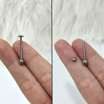 Titanium Straight Barbell 14G 12mm to 18mm with Flat Disc Dome Top - photo 3