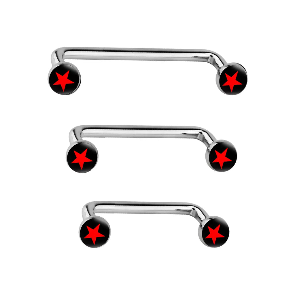 Surgical Steel 14 Gauge Star Logo Flat Disc Staple Surface Barbell