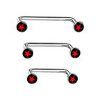 Surgical Steel 14 Gauge Star Logo Flat Disc Staple Surface Barbell