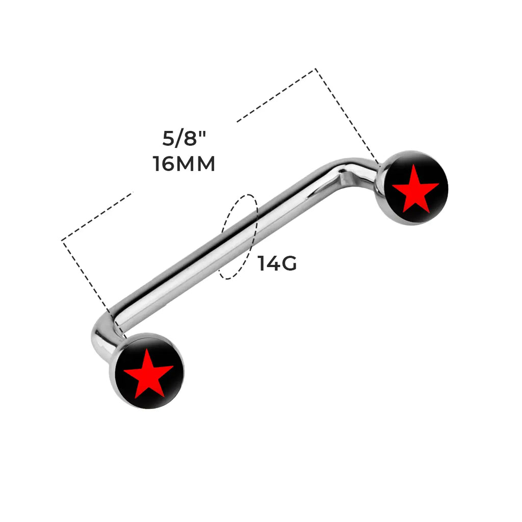 Surgical Steel 14 Gauge Star Logo Flat Disc Staple Surface Barbell