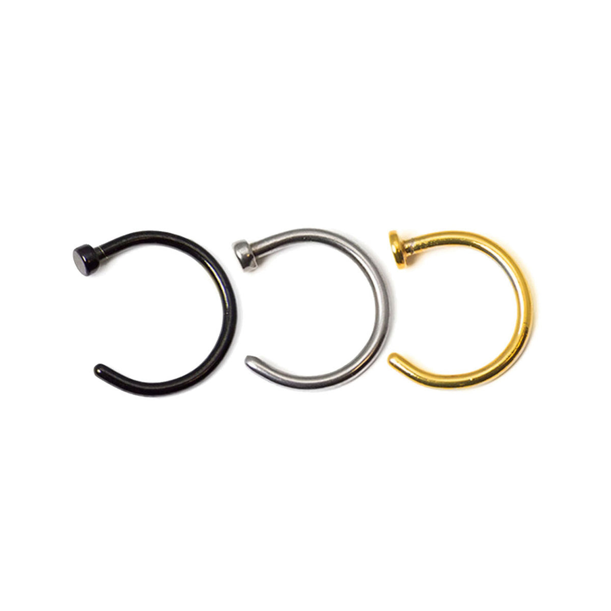 Surgical Steel Nose Hoop Ring 20 & 18 Gauge Black Gold Silver - 3 Pack - Kruelty - Photo 4