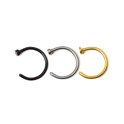 Surgical Steel Nose Hoop Ring 20 & 18 Gauge Black Gold Silver - 3 Pack