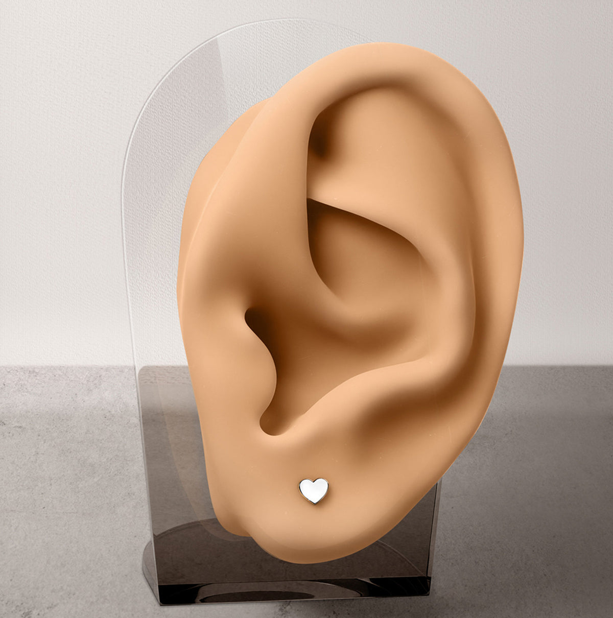 Titanium 20 Gauge Flat Heart End Earring Studs - Pair