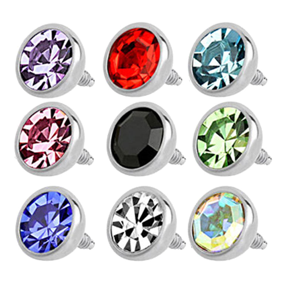 Surgical Steel 16 Gauge Dermal Anchor Top with Bezel Set CZ - photo 2