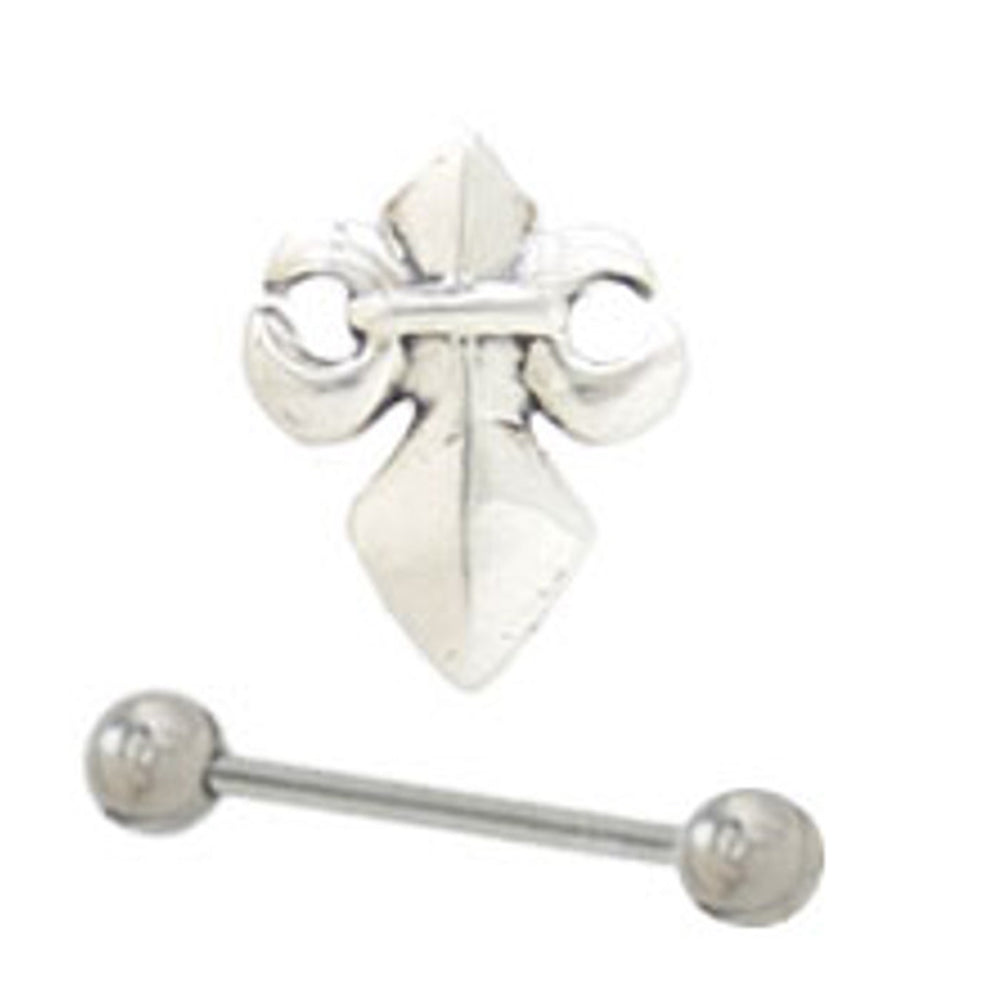 Surgical Steel 16 Gauge Eyebrow Barbell with Fleur-de-lis Design