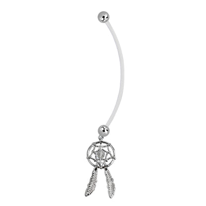 Flexible Acrylic 14 Gauge Plus Size Belly Ring with Dream Catcher - photo 2