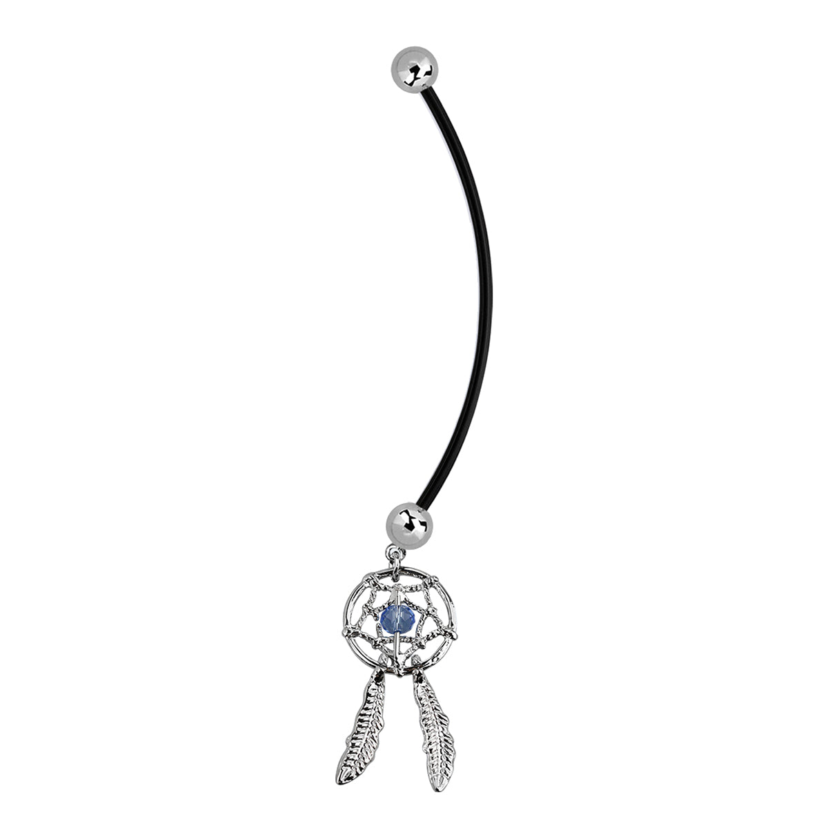 Flexible Acrylic 14 Gauge Plus Size Belly Ring with Dream Catcher - photo 4