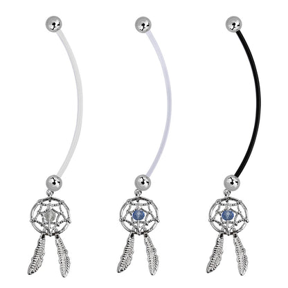 Flexible Acrylic 14 Gauge Plus Size Belly Ring with Dream Catcher