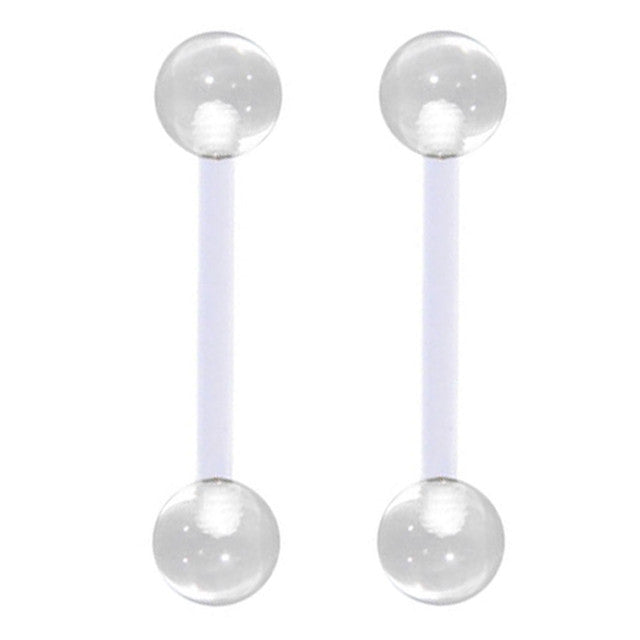 Clear Acrylic Flexible Retainer Barbells 14 Gauge 16mm - 10 Pack