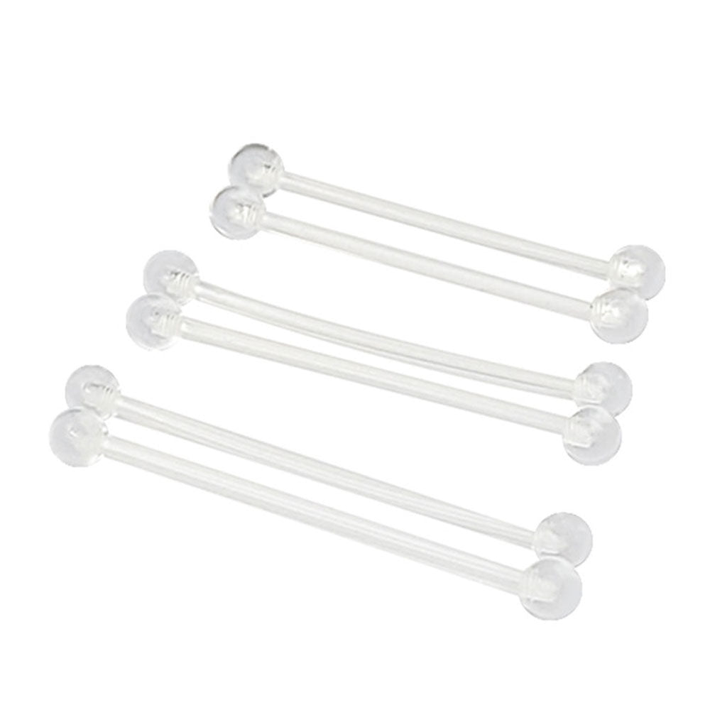 PTFE 14 Gauge Clear Flexible Industrial Barbell Retainers - 6 Pack
