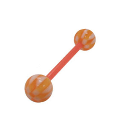 Acrylic Bio-Flex Tongue Ring Straight Barbell 14 Gauge & Checker Ball