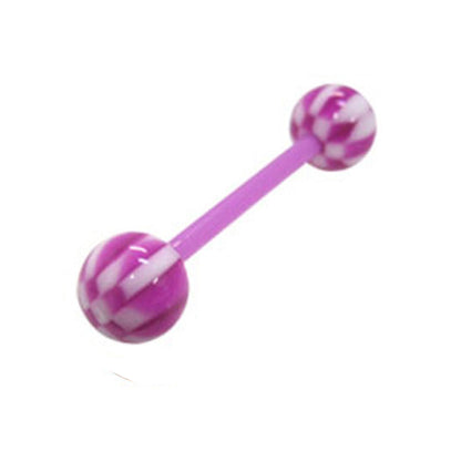 Acrylic Bio-Flex Tongue Ring Straight Barbell 14 Gauge & Checker Ball