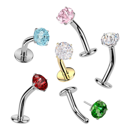 Titanium Threadless Floating Convex Belly Ring 14G 10mm with CZ