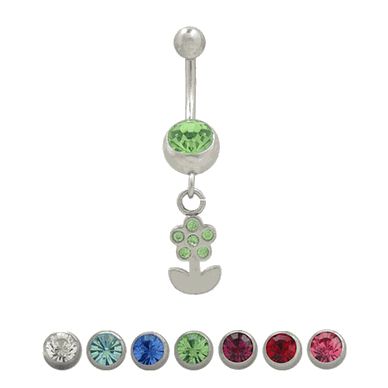 Surgical Steel 14 Gauge Belly Ring with Flower Petals Dangle