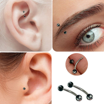 Surgical Steel Curved Barbell 16 Gauge with Hand Painted Flowers - photo 3