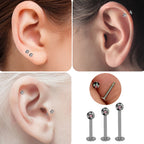 Surgical Steel 16 Gauge Hand Painted Flower Ball Flat Back Labret