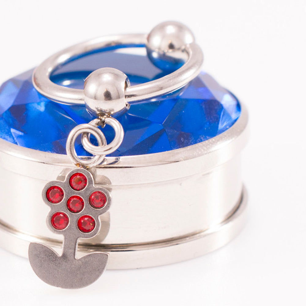 Surgical Steel 16 & 18 Gauge Captive Ring with Dangling Flower CZ - photo 2
