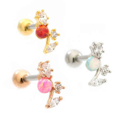 Surgical Steel 16 Gauge Tragus Barbell with Flower CZ
