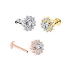 Surgical Steel 16 Gauge Labret Stud with CZ Flower Center - photo 3