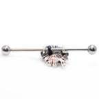 Surgical Steel 14 Gauge Industrial Barbell with Antique Flower Bee - photo 4