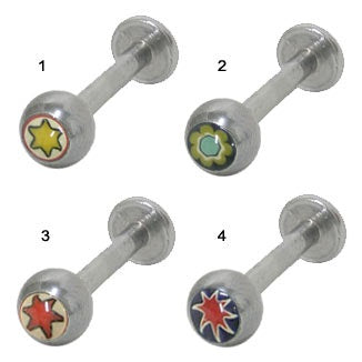 Surgical Steel 14 Gauge Labret Monroe with Venetian Flower Logo - photo 2