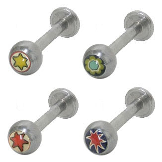 Surgical Steel 14 Gauge Labret Monroe with Venetian Flower Logo