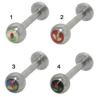 Surgical Steel 14 Gauge Labret Stud with Flower Logo - photo 2