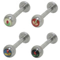 Surgical Steel 14 Gauge Labret Stud with Flower Logo