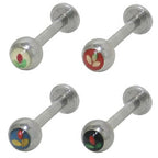 Surgical Steel 14 Gauge Labret Stud with Flower Logo