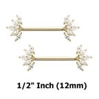 14 Karat Solid Gold Nipple Ring Barbell 14 Gauge Threadless Fan - Pair - Kruelty - Photo 6