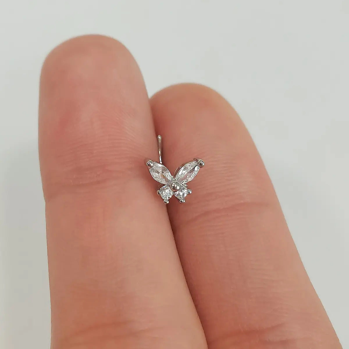 Surgical Steel L-Shaped Nose Stud 20G 6.5mm with CZ Butterfly - photo 3