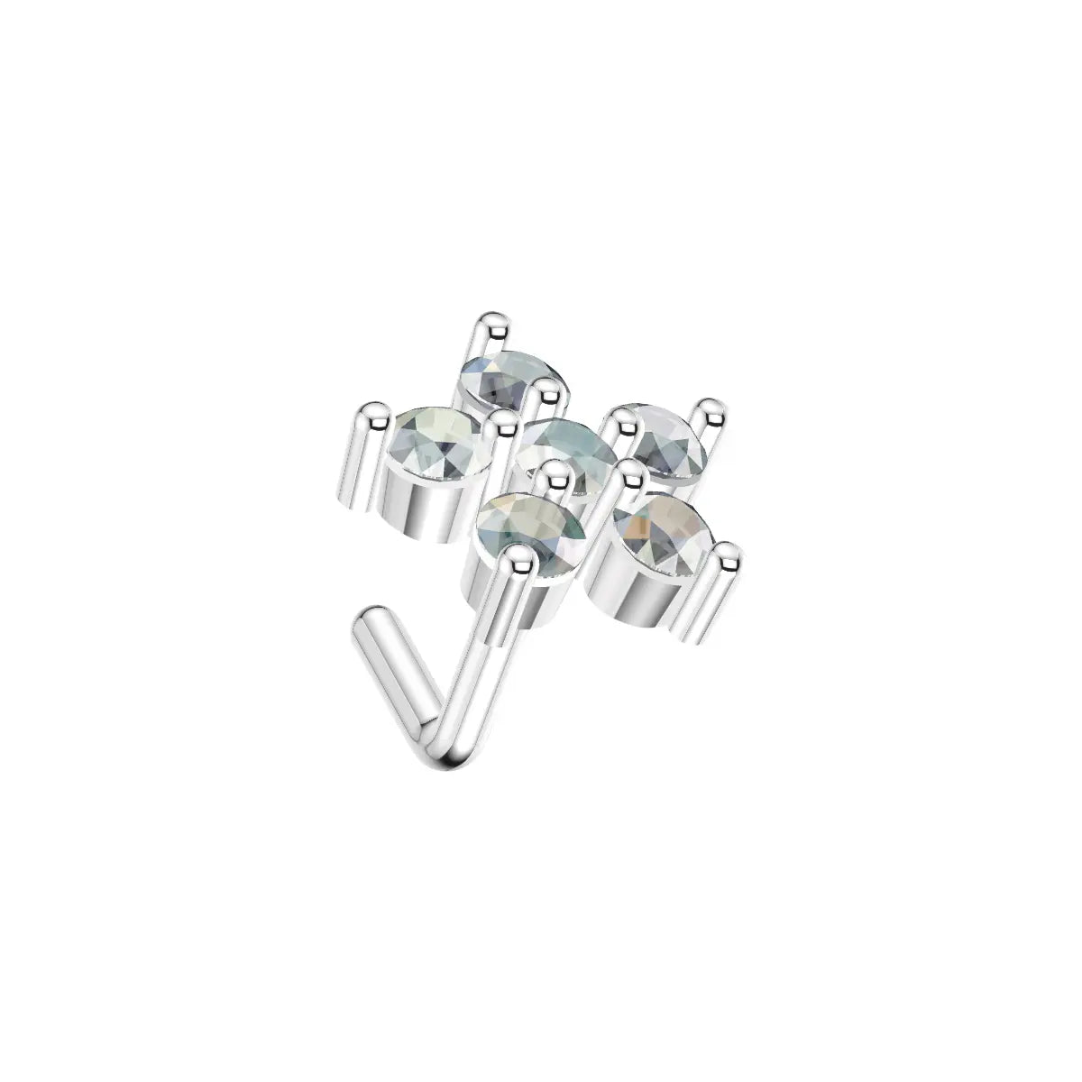 Surgical Steel L-Shaped Nose Stud 20G 6.5mm with CZ Flower - photo 2