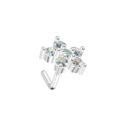 Surgical Steel L-Shaped Nose Stud 20G 6.5mm with CZ Flower - photo 2