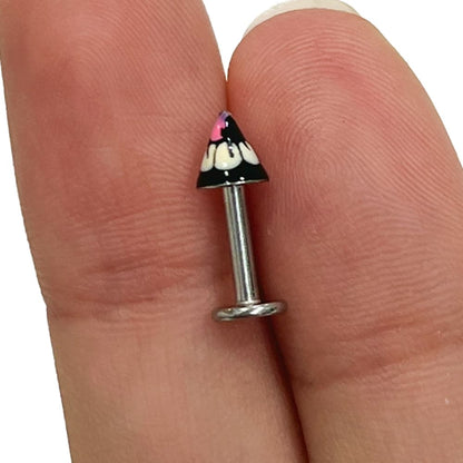 Surgical Steel Flat Back Labret 14G with Flower Ball & Spike - photo 6