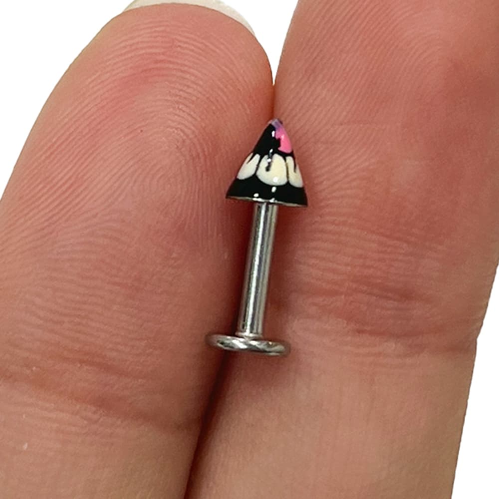 Surgical Steel Flat Back Labret 14G with Flower Ball & Spike - photo 3