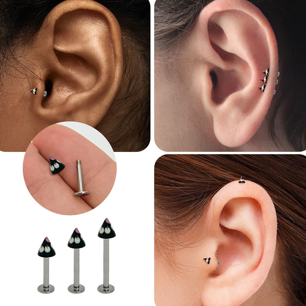 Surgical Steel Flat Back Labret 14G with Flower Ball & Spike - photo 4