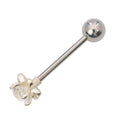 Surgical Steel Straight Barbell with Shining Flower End - Pair