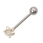 Surgical Steel Straight Barbell with Shining Flower End - Pair