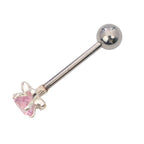 Surgical Steel Straight Barbell with Shining Flower End - Pair