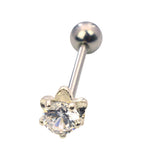 Surgical Steel Straight Barbell with Shining Flower End - Pair