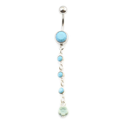 Surgical Steel Belly Button Ring 14G 10mm with Turquoise Bead Dangle - photo 2