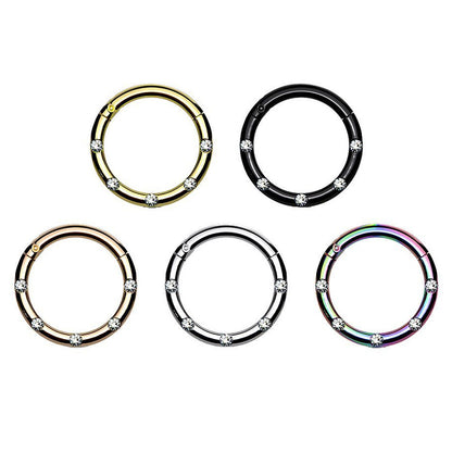 Surgical Steel 16 Gauge Hinged Segment Ring with Front Facing CZ