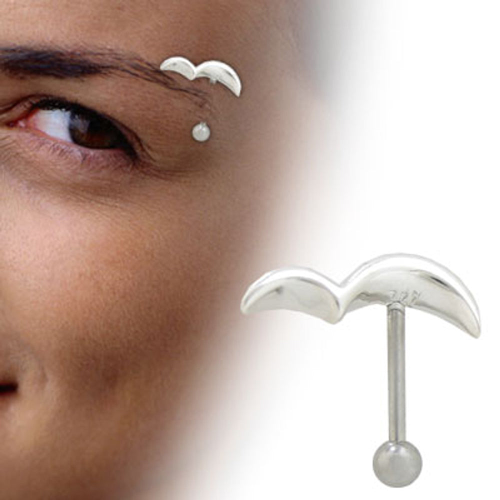 Surgical Steel 16 Gauge Eyebrow Barbell with Flying Wings