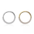14K Solid Gold 16 Gauge Front Facing Paved CZ Hinged Segment Ring