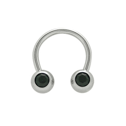 Surgical Steel 14 Gauge Horseshoe Circular Barbell with Front Black CZ - photo 2