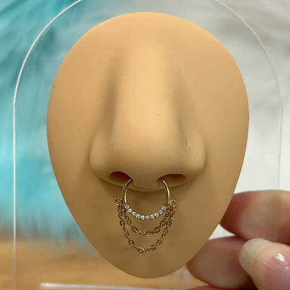 Titanium Hinged Septum Clicker 16 Gauge 8mm & 10mm with CZ Chain - photo 4