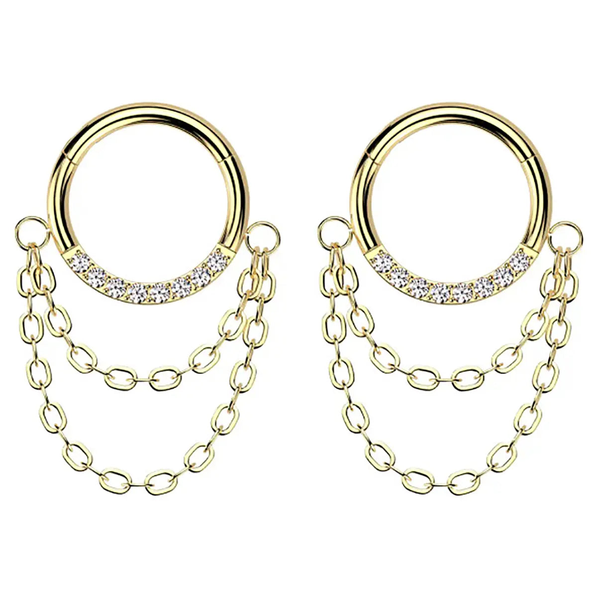 Titanium Hinged Septum Clicker 16 Gauge 8mm & 10mm with CZ Chain - photo 6