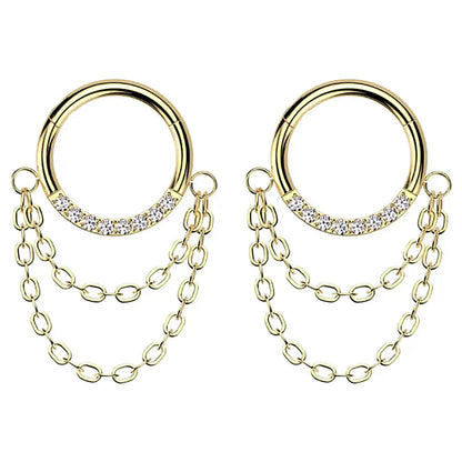 Titanium Hinged Septum Clicker 16 Gauge 8mm & 10mm with CZ Chain - photo 6